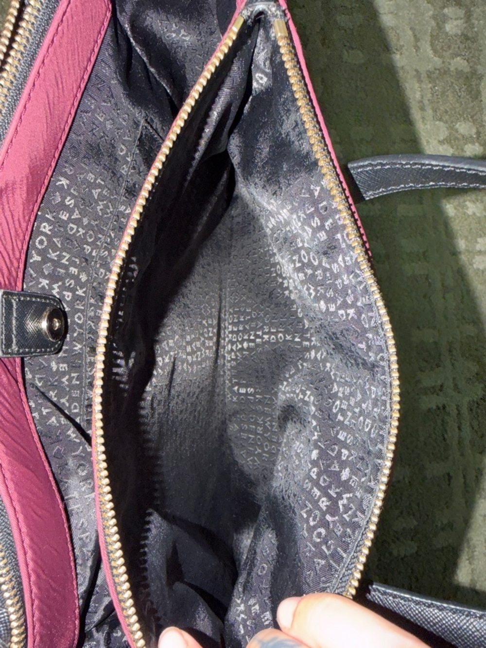 Kate Spade Wilson Road Alyse Satchel Bag Deep Plum Nylon - Picture 9 of 9